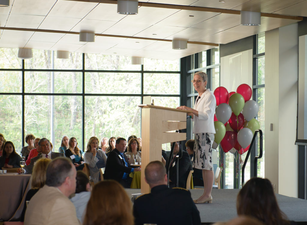 Lynn Sontag speaking at event
