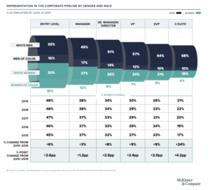 table representation of gender and race in corporates - diversity mentor programs