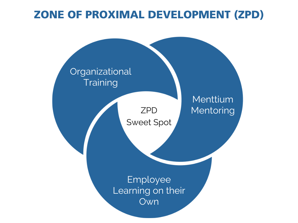zone of proximal development with mentoring, employee development