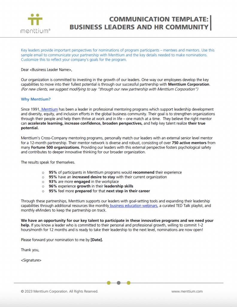 Communication Template for Business Leaders